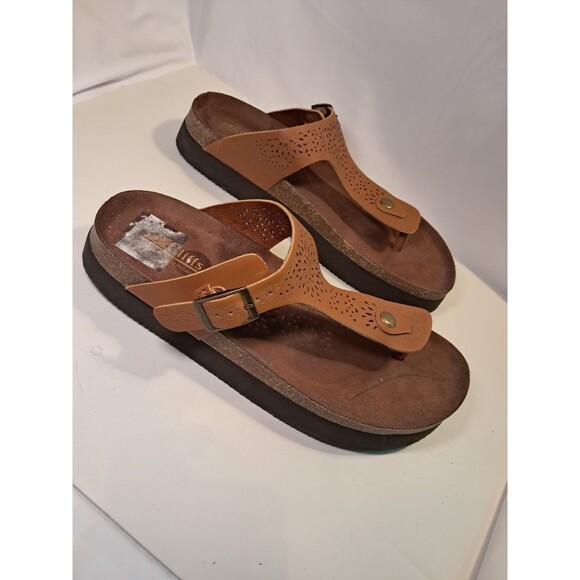 Cliffs By White Mountain Size 11M Hara Sandals Thongs 1" Platform Brown - Picture 6 of 8